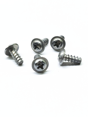 Zinc Nickel Alloy Phillips Screws Built In Cushion Screw Round Head With Self Tapping Screw