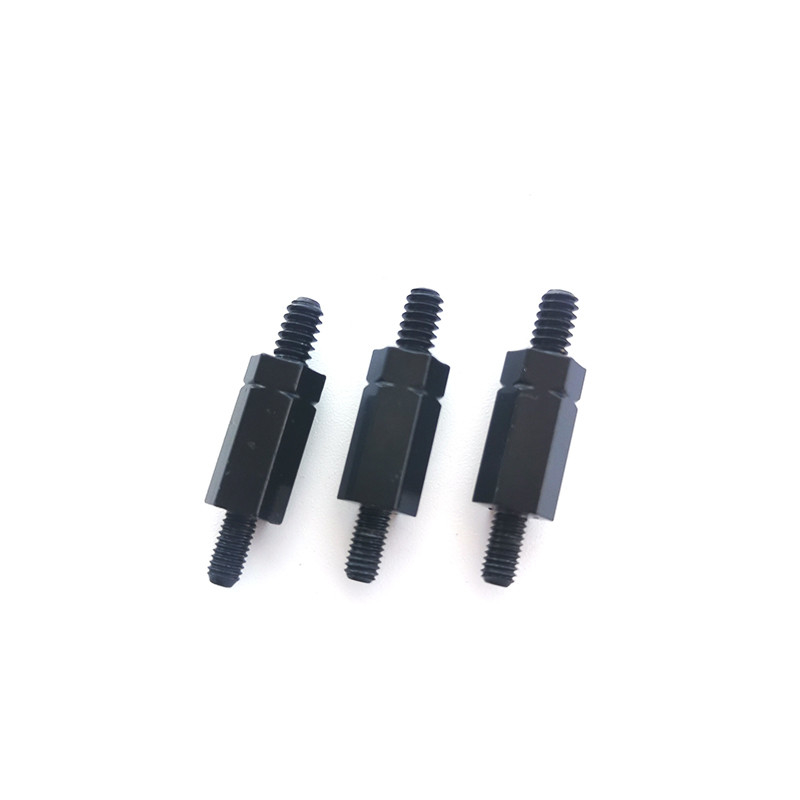 #4-40 Double Ended Threaded Hex Bracket For Chassis Connection Cold Forged M3 10mm Electrophoresis Black Hex Stud